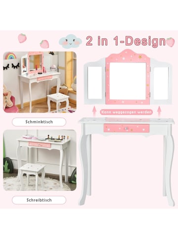 COSTWAY Schminktisch mit Hocker in Weiß
