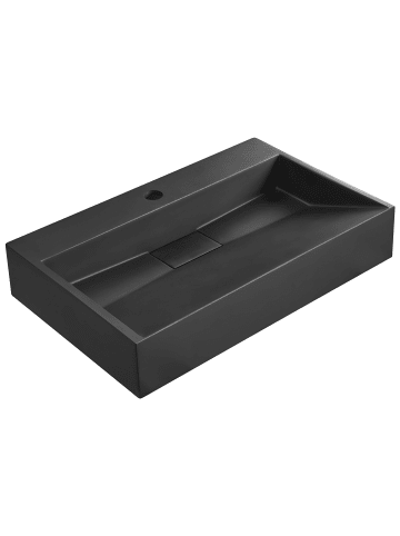 Beliani Waschbecken QUENKO in Schwarz - (W) 60 x (H) 12 x (L) 38 cm