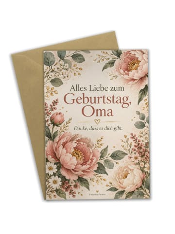 Geburtstagskarte Blumen elegant Design mit Spruch in Weiß