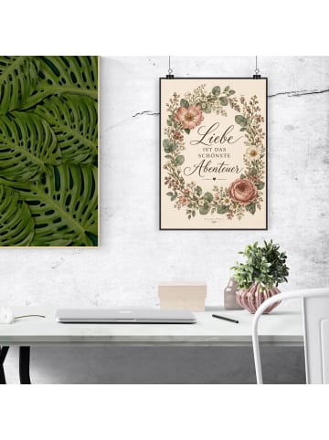 Print Blumenkranz nostalgisch Design mit Spruch in Weiß