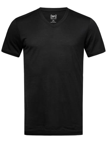 super.natural Merino T-Shirt M BASE V-NECK TEE 140 in schwarz