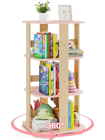 COSTWAY Kinder Bücherregal 360° drehbar in Rosa
