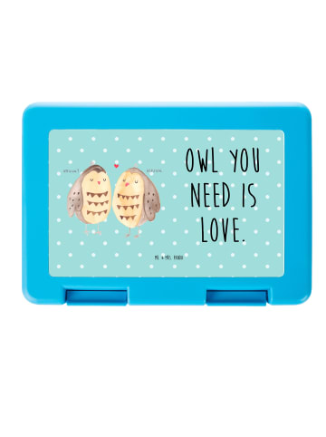 Mr. & Mrs. Panda Bentobox Eulen Liebe mit Spruch in Türkis Pastell