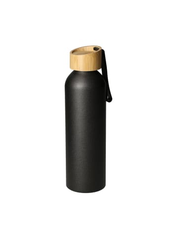 elasto Aluminiumflasche "Bamboo" in schwarz/natur - 600 ml