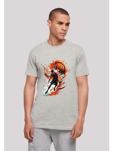F4NT4STIC T-Shirt Basketball Splash Sport  UNISEX in grau meliert