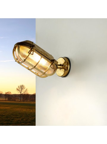 Licht-Erlebnisse Außen Wandlampe (B)16.5 x (H)13.5 cm in MessingMessing