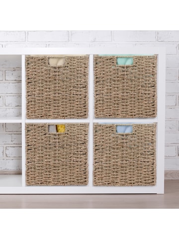 relaxdays 4 x Aufbewahrungskorb in Natur - (B)30 x (H)30 x (T)30 cm