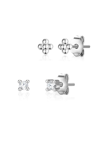 Lulu & Jane 2er Set Ohrstecker Zikonia weiß in silber