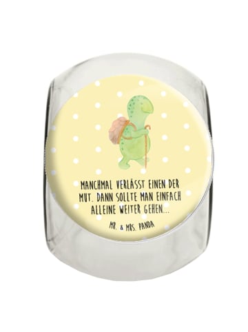 Mr. & Mrs. Panda glas für tee Schildkröte Wanderer mit Spruch in Gelb Pastell