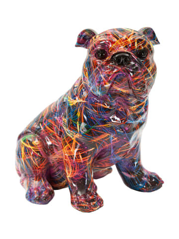 Mauro Ferretti Mehrfarbige Harzskulptur in Form einer Bulldogge, 21,5 x 15,5 x 21 cm
