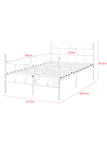 en.casa Metallbett Apolda mit Matratze in Weiß (B)120cm
