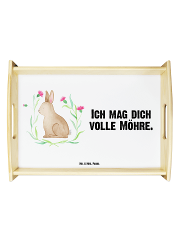 Mr. & Mrs. Panda Serviertablett Hase Sitzen mit Spruch in Weiß