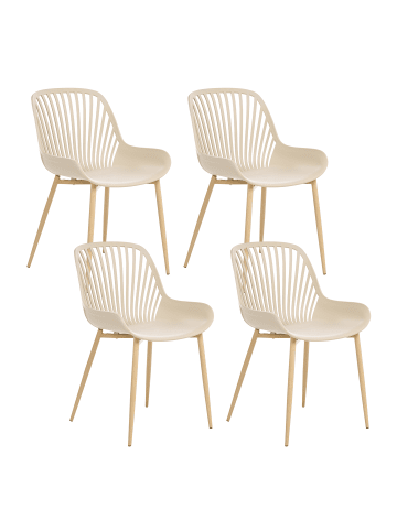 Beliani 4er-Set Esszimmerstuhl KLEVE in Beige/Braun