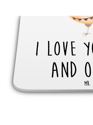 Mr. & Mrs. Panda Tischuntersetzer Eule Zufrieden mit Spruch in Weiß