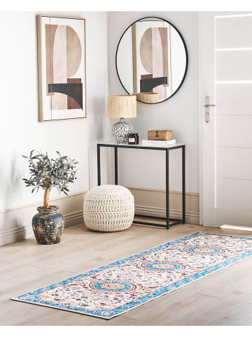 Beliani Kurzflor GORDES in Beige/Blau - (W) 80 x (L) 240 cm