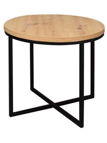 58 aufm Kessel COUCHTISCH Rund Elesa 3 60x51x60 Holzwerkstoff Schwarz/Asteiche