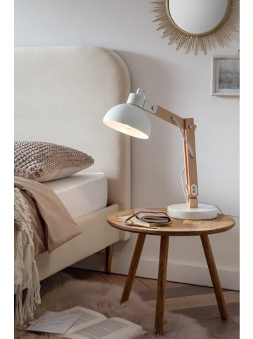 SalesFever Tischleuchte 50 cm Gelenkarm verstellbar Natur und Lampenschirm Metall in Weiß