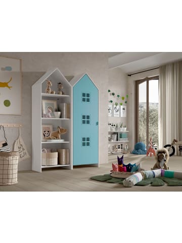 58 aufm Kessel REGALSCHRANK Set Kania 115x37x171 MDF Weiß /Blau