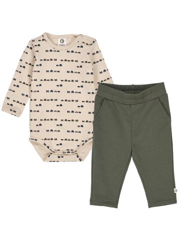 müsli Set aus Langarmbody und Babyhose in Oak/ Root/ Deep green