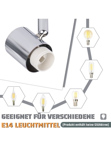 ZMH Deckenleuchte in Weiß 6-flammige E14 Glas Morden schwenkbar Deckenspots