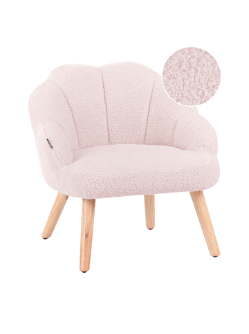 Beliani Kindersessel MILAND in Rosa/Heller Holzfarbton - (W) 50 x (H) 55 x (L) 53 cm