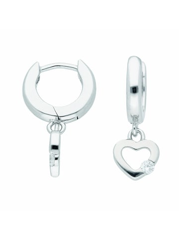 Adeliás Damen 925 Silber Ohrringe / Creolen mit Zirkonia Ø 11,7 mm in silber