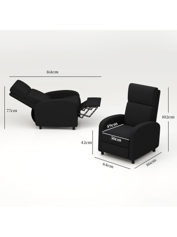 HOMCOM Relaxsessel in Schwarz 86L x 64B x 102H cm