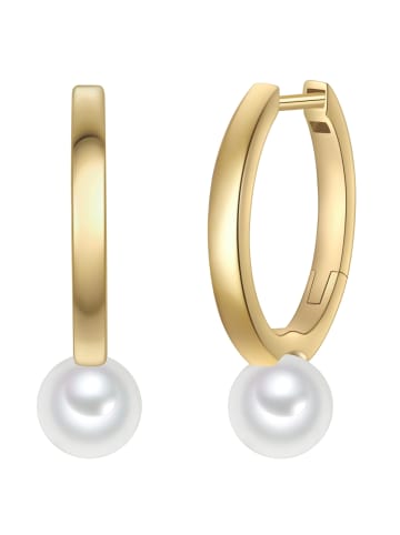 Rafaela Donata Creolen aus Sterling Silber mit Muschelkernperle in gelbgold