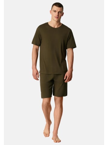 Schiesser Schlafanzug Modern Bonded in Oliv