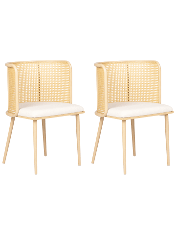 Beliani 2er-Set Esszimmerstuhl KOBUK in Braun/Beige
