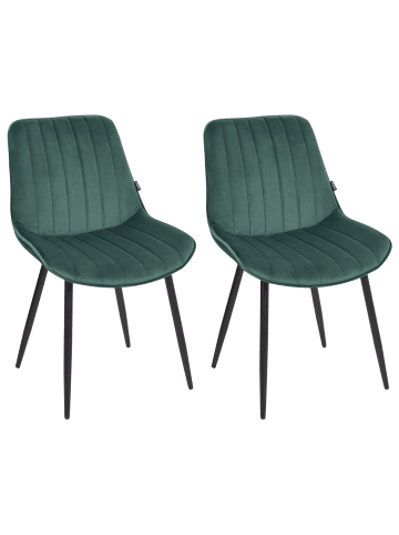 Beliani 2er-Set Esszimmerstuhl DUBROVNIK in Grün/Schwarz