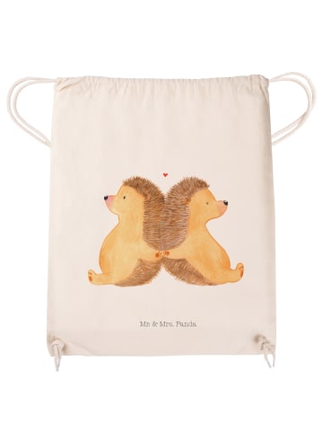 Mr. & Mrs. Panda Jutebeutel Igel händchenhaltend ohne Spruch in Creme