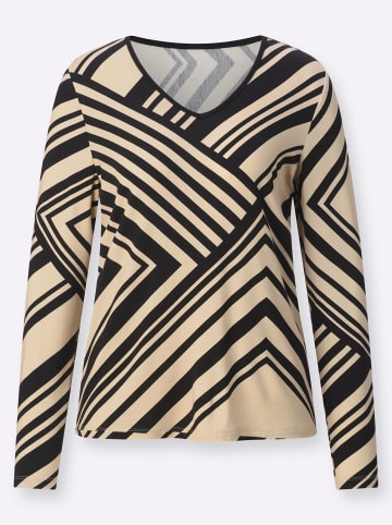 WITT WEIDEN Druck-Shirt in schwarz-sand-bedruckt