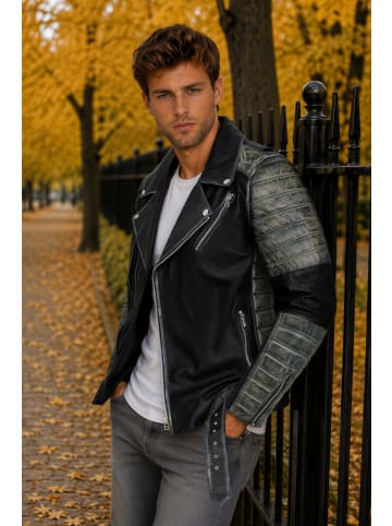 Reichstadt Herren Slim Fit Echtleder Jacke  in Fungi Green