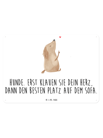 Mr. & Mrs. Panda Blechschild Hund Liebe mit Spruch in Weiß