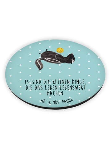 Mr. & Mrs. Panda haftmagnet Stinktier Ball mit Spruch in Türkis Pastell