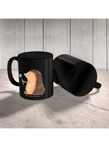 Mr. & Mrs. Panda Trinkbecher Igel Blumen ohne Spruch in Schwarz