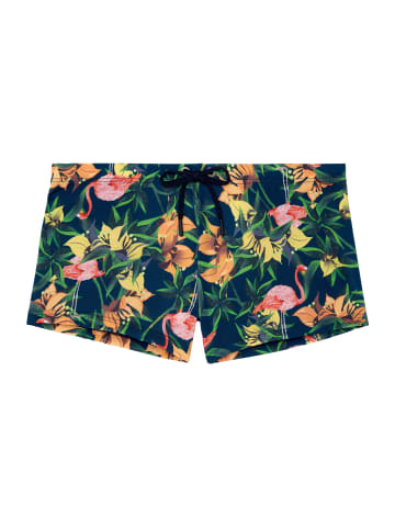 HOM Badeshorts Flamingo in navy print