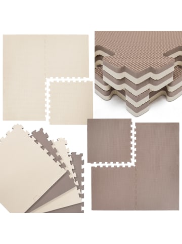 eyepower Puzzlematte Braun Beige 4 Matten je 60x60x2cm + 2 Randstücke braun