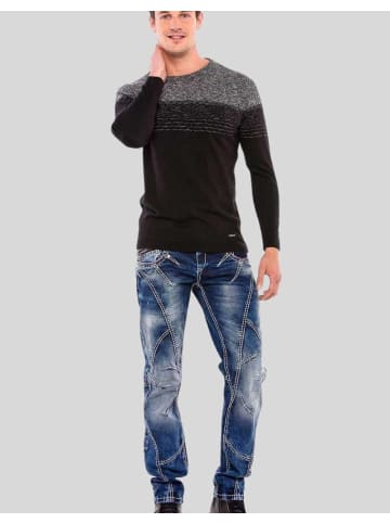 Cipo & Baxx Pullover in BLACK-GREY