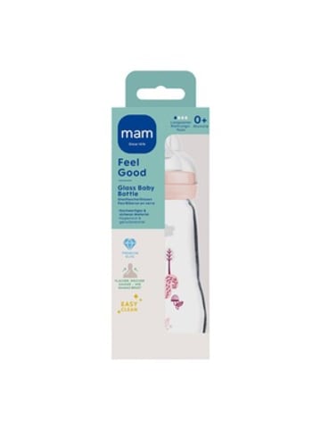 MAM Babyflasche Feel Good matt, Glas, 260 ml, ab 0M in Rosa