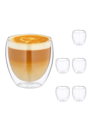 relaxdays 6 x Cappuccino Gläser in Transparent