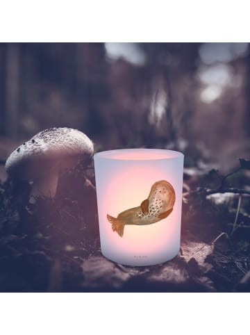 Mr. & Mrs. Panda Windlicht Glas Robbe Lachen ohne Spruch in Transparent