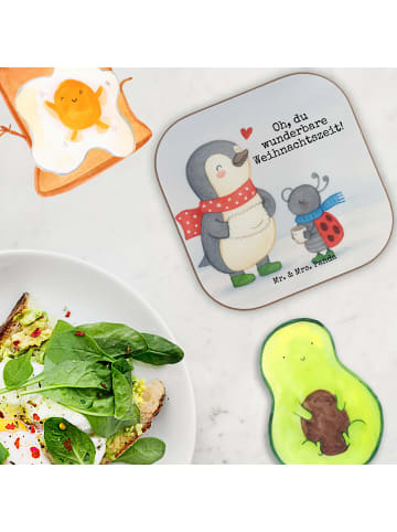 Mr. & Mrs. Panda Tischuntersetzer Smörle Winterzeit Design mit S... in Weiß