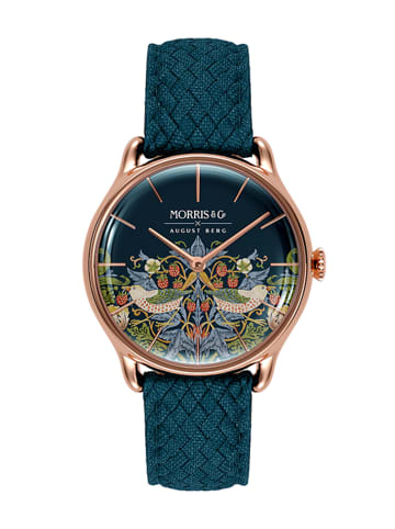 August Berg Armbanduhr Morris & Co. Strawberry Thief in rosegold indigo