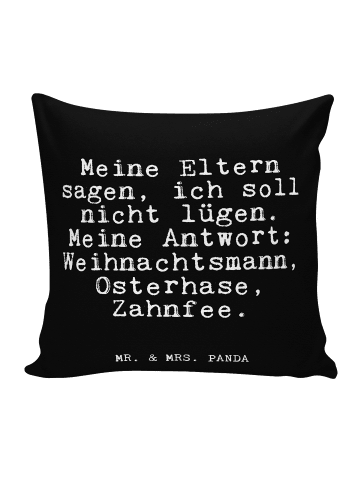 Mr. & Mrs. Panda Kissen bedruckt Meine Eltern sagen, ich... mit ... in Schwarz