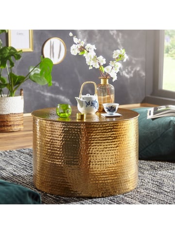KADIMA DESIGN Beistelltisch Modern | Oriental, Hammerschlag, Ø61cm in Gold