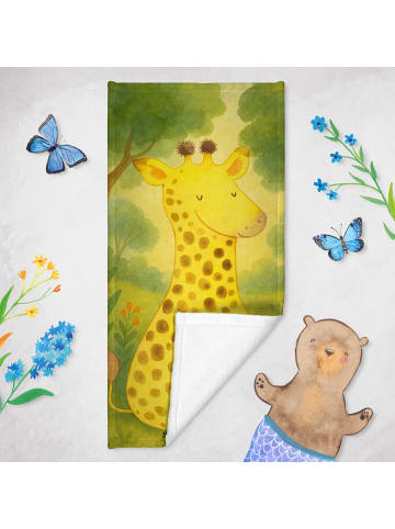 Mr. & Mrs. Panda Strandtuch Giraffe Zufrieden Design ohne Spruch in Sandig