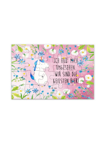 Mr. & Mrs. Panda Puzzle Einhorn Mann mit Spruch in Rot Pastell