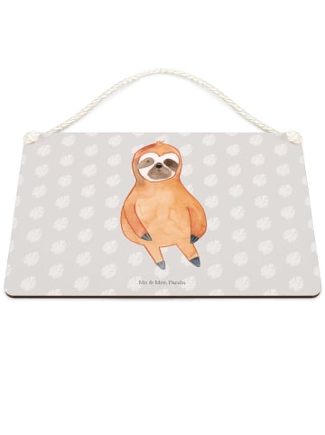 Mr. & Mrs. Panda Holzschild Faultier Zufrieden ohne Spruch in Grau Pastell